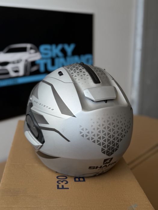 Мото Каска Shark Evo Yari Silver Mat L размер каска мотор пистов ендуро туристически Open Face с очила Шарк Ево Л размер Топ цена
