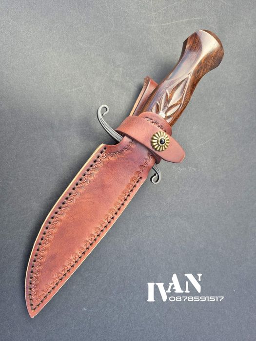 Ловен нож-Дамаска стомана VG10/96 слоя ламинат с кожена кания
