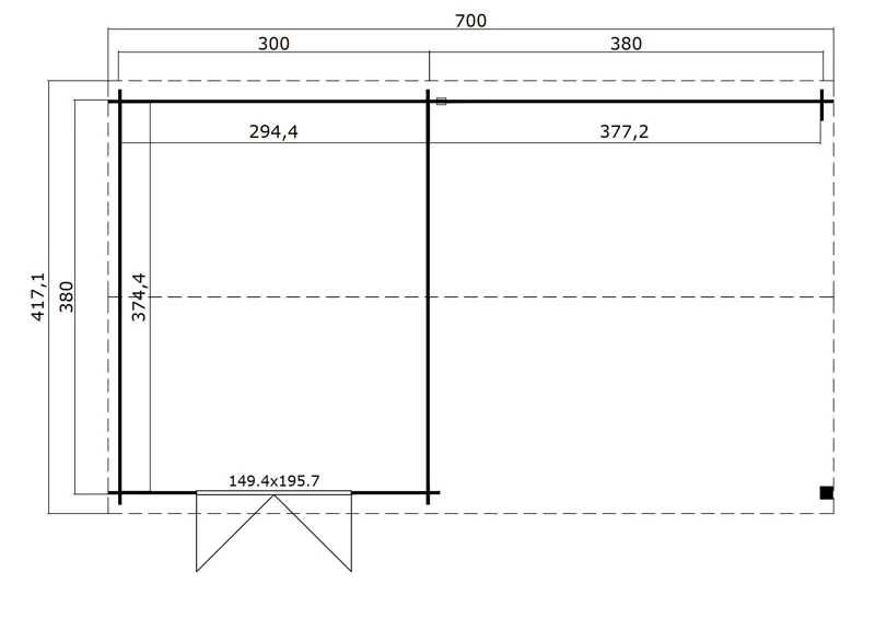 Градинска дървена къща с навес за BBQ El Paso 6.8х3.8м, 28 мм Смърч
