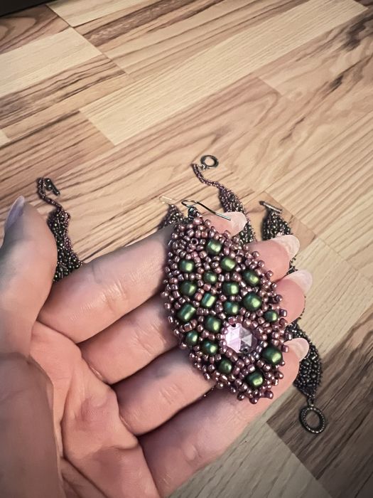 Set bijuterii handmade din margele si pietre semi pretioase