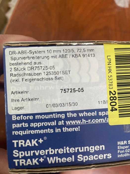 H&R 75725-05 Distantier marire ecartament 5x120, 5 mm