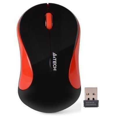 Безжична Мишка Оптична A4tech G3-270N-4 V-Track, USB, Черен/Червен