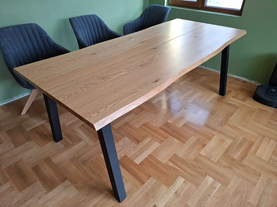 Кухненска маса ROSKILDE/ROSLEV 95x200 цвят нат.дъб/черно