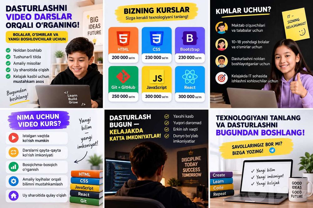 Dasturlashni video darslar orqali o‘rganing