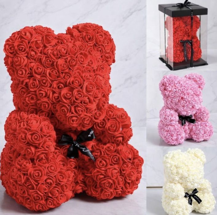 Ursulet din trandafiri de sapun 25 cm