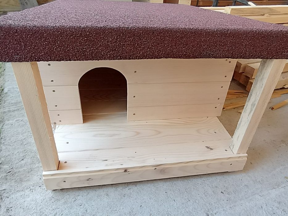 Голяма дървена къща за котки с веранда , къща колиба за коте куче