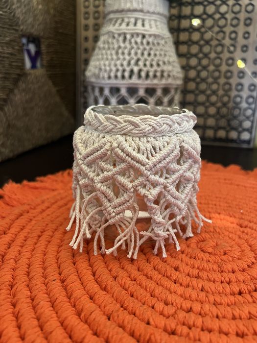 Плетени стъклени буркани / свещници / съхранение