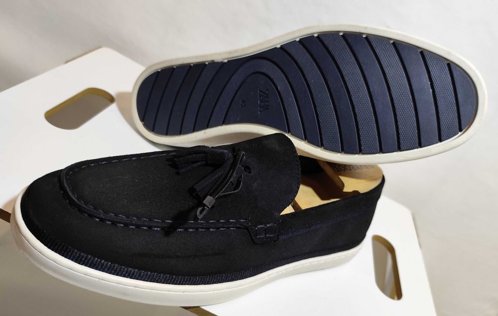 Pantofi sport casual 42 mocasini slip on ZARA NOI piele naturala moale