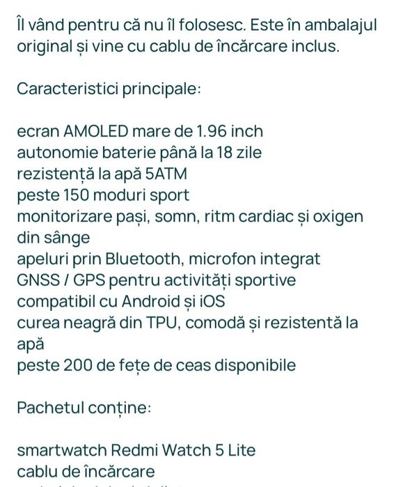 Smartwatch redmi watch lite 5