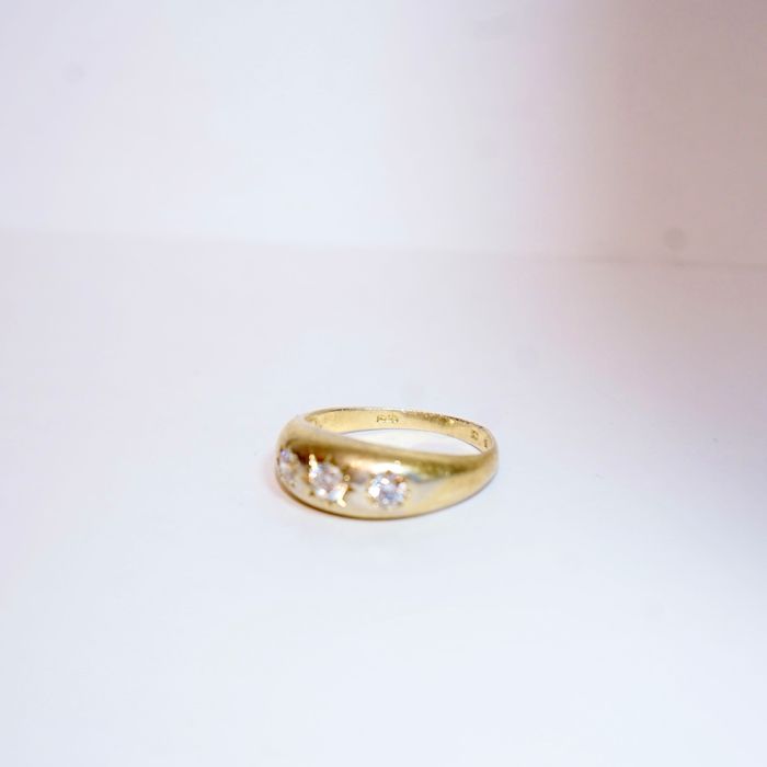 Inel argint placat cu aur si diamante