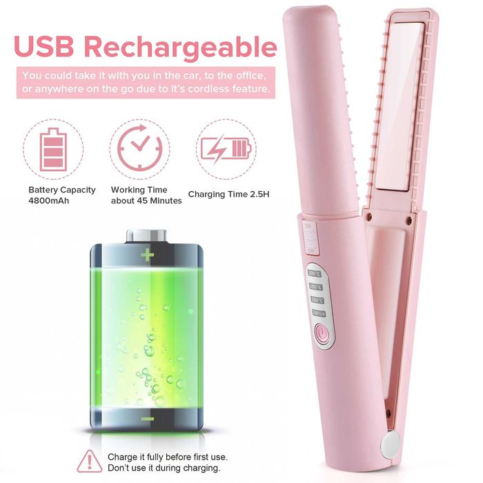 Безжична преса за коса и маша 2 в 1 с USB