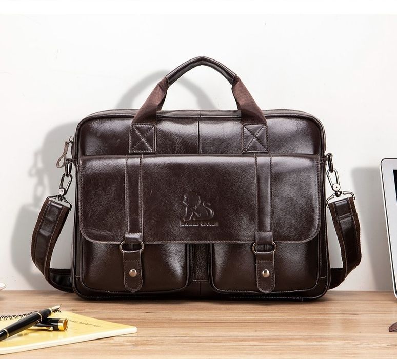 Межская сумка для ноутбука из 100% натуральной кожи портфель мужской