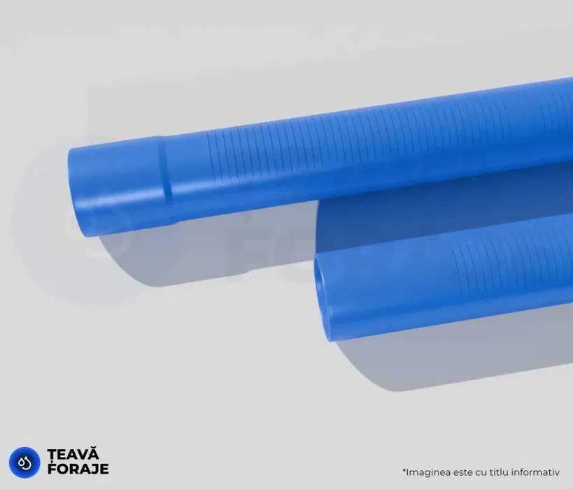 Teava si filtre PVC pentru foraje puturi, albastra cu filet sau mufa