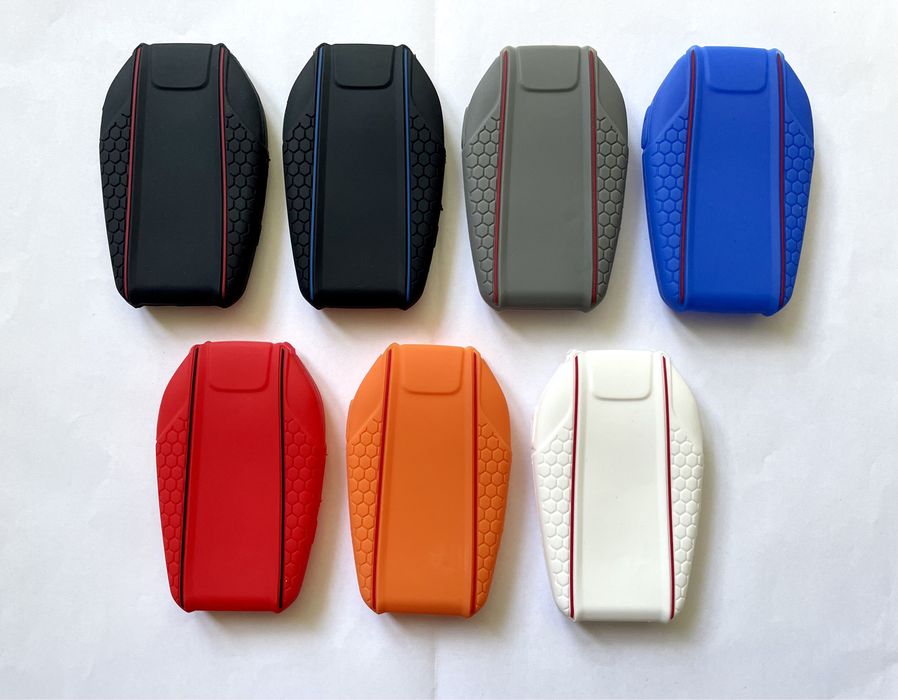 Husa cheie inteligenta cu display, BMW, din silicon, negru/gri/albastr