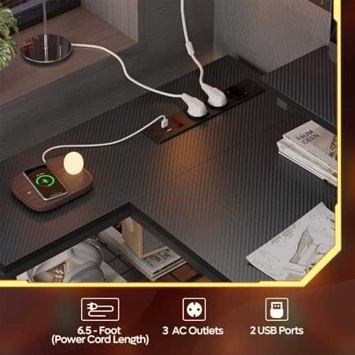 Bestier L-образно бюро с LED и контакти