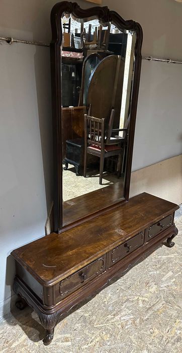 Comoda cu Oglinda Vintage Stil NeoBaroc; Toaleta din Lemn masiv