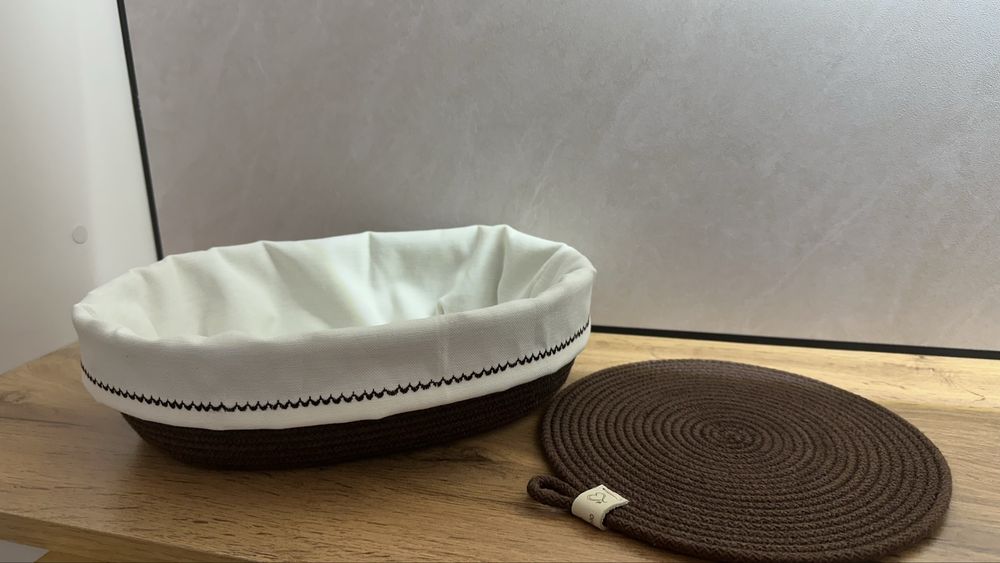 Набор корзина и подставка из хлопкого шнура