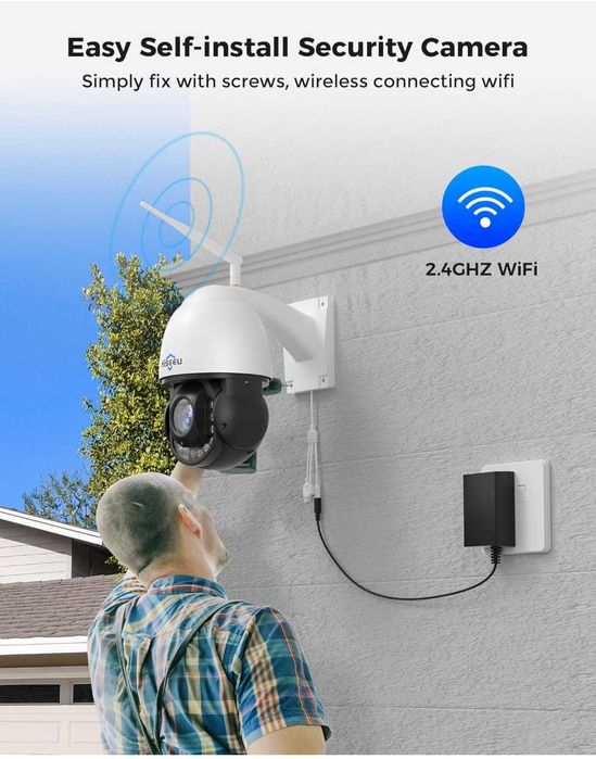 Безжична охранителна камераHiseeu 30Xоптично увеличение3MP PTZ 250фута