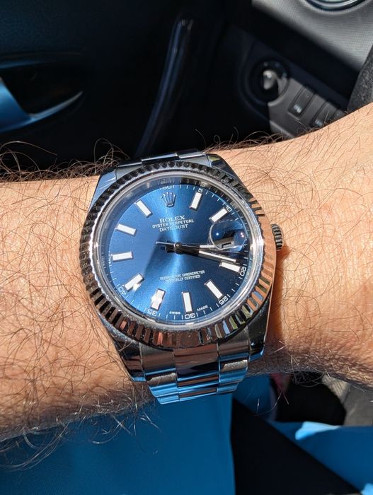 Rolex Datejust 41 mm fluted bezel aur alb 18 k cal 3136 oyster bracelet