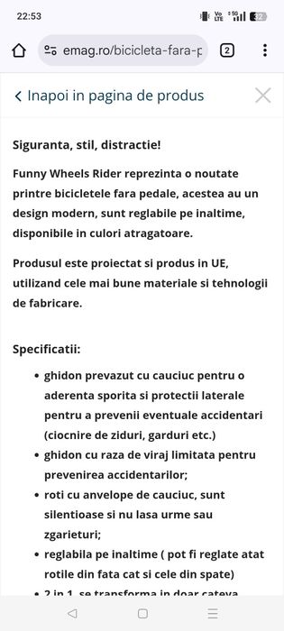 Bicicleta fara pedale