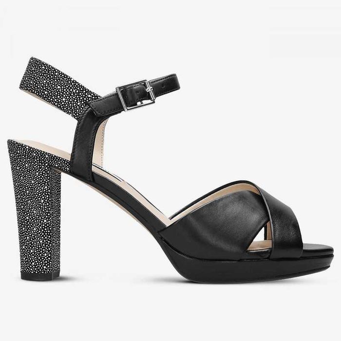 %ПРОМО% CLARKS № 38/39 – Дамски сандали от ест кожа "BLACK & WHITE"