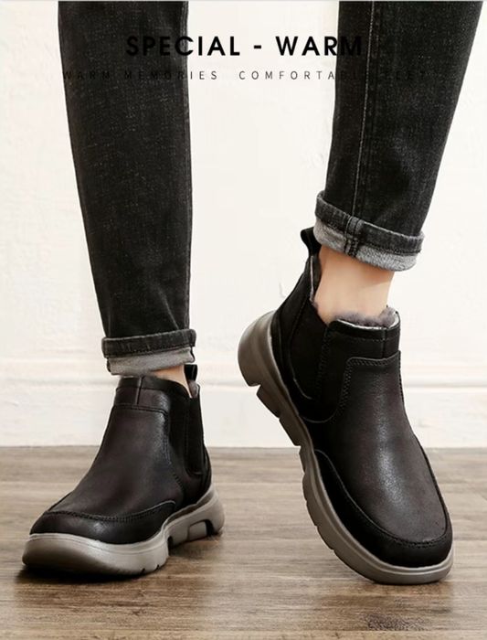 Модные полусапоги из телячьей кожи и овечьей шерсти