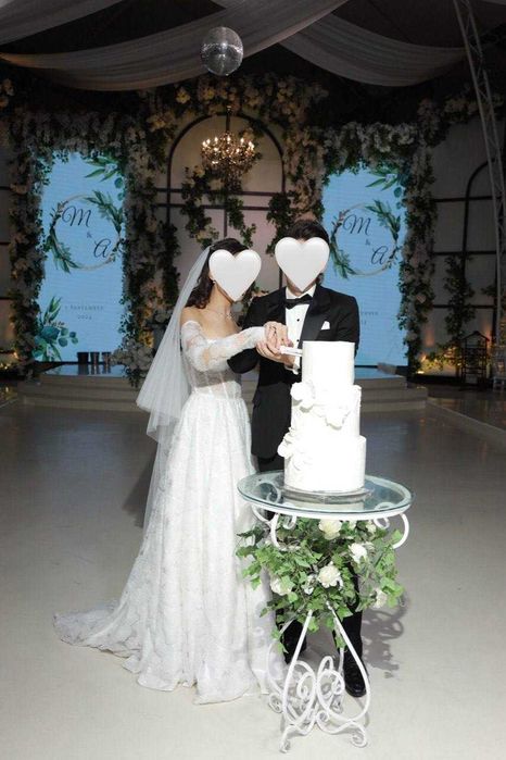 Свадебное платье мечты — корсет, шлейф, фата, бисер, на размер S-M