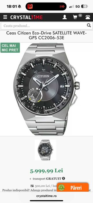 Citizen Eco-Drive SATELLITE WAVE - GPS, Safir, Full Titan, Solar