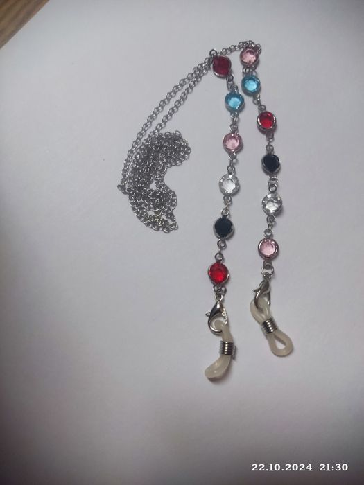 цепочка из метала под серебро для очков