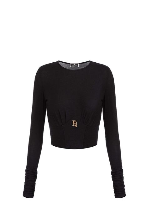 Elisabetta Franchi блуза от памучна материя с лого