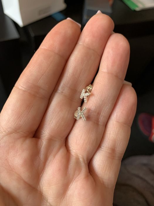 Inel argint masura 50 si cercei initiala K