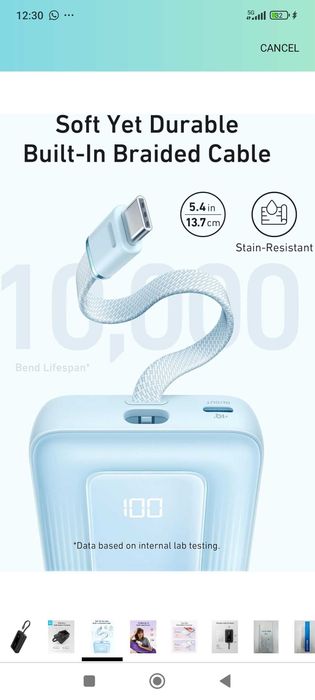 Външна Батерия , Anker Zolo Power Bank, 10,000mAh 30W High-Speed