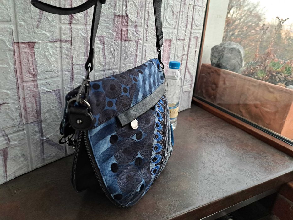 дамска чанта Desigual ,текстилна синя торба,