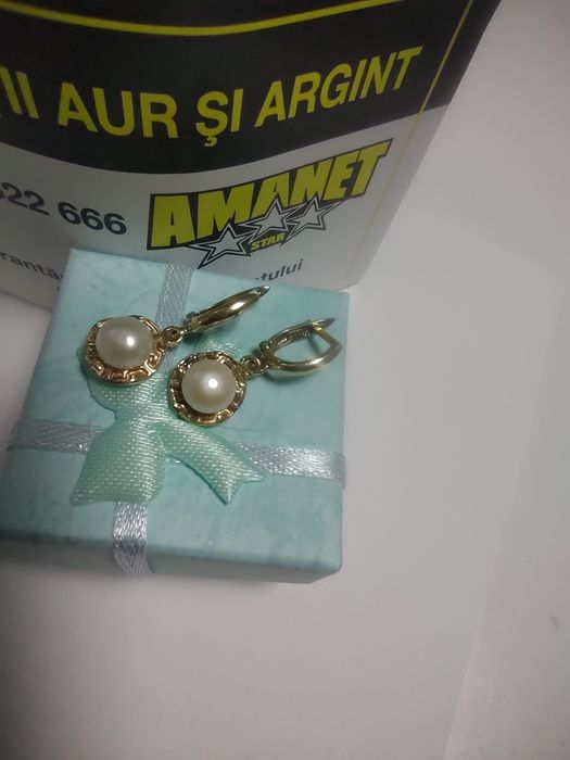 Cercei perla din aur 14k(efn)