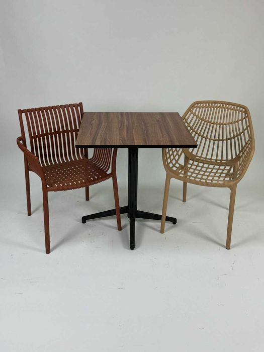 masa terasa model Mary - picior aluminiu si blat HPL patrat 70x70 cm