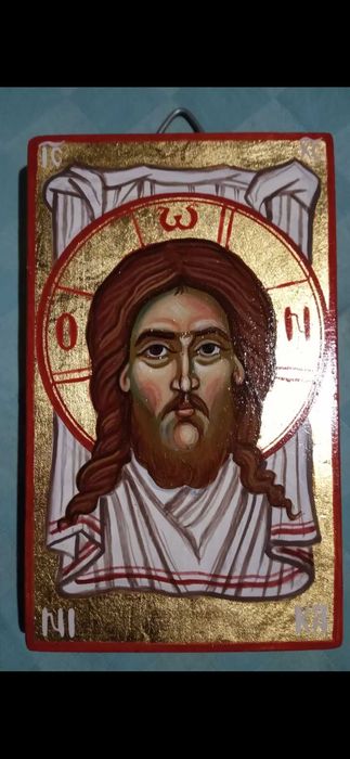 Sfânta Mahramă icoana pictata manual pe lemn A6 13cm/9 cm