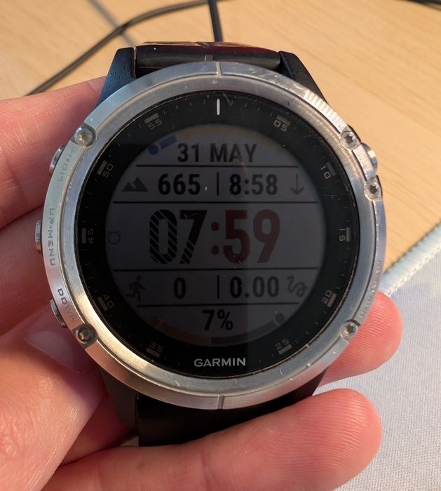 Ceas Garmin Fenix 5 Plus GPS, cu cutie, cablu, 3 curele (folosit)