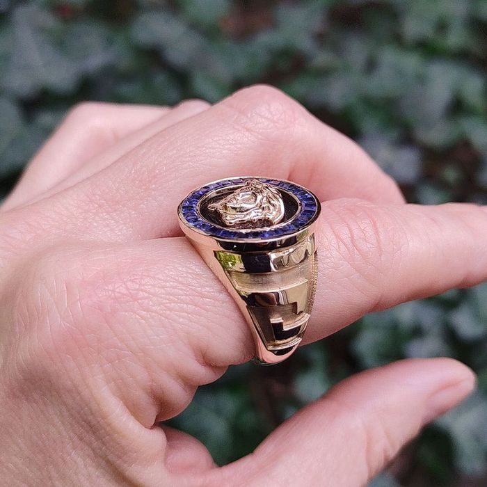 inel Versace autentic, aur 18k, safire, unisex, certif.