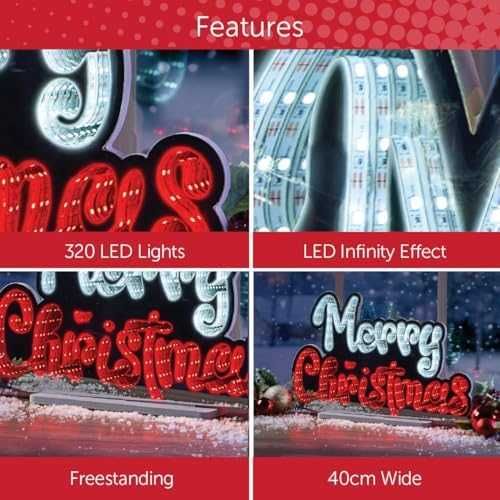 Нова Коледна Светеща Табела Merry Christmas Infinity Дизайн Декорация