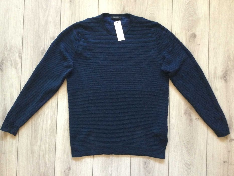 НОВ оригинален тъмно син памучен пуловер CALVIN KLEIN размер L от САЩ