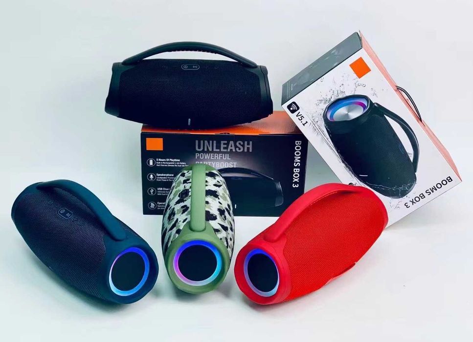 80W Най-мощната и голяма светеща преносима блутут колонка BOOMS BOX 3