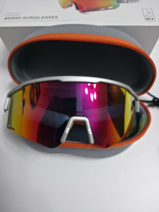 Ochelari de soare Bluetooth profesionali, albi, UV400