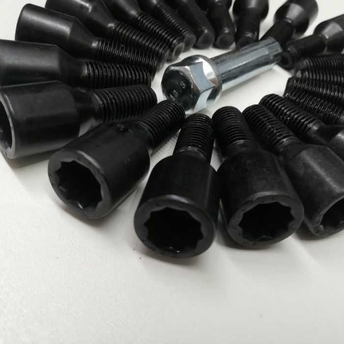 SET 20 PREZOANE STEA/imbus M14X1.5X 28mm/30mm + CHEIE - black/silver