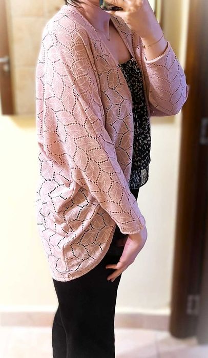 Cardigan Subtire si Lejer H&M din Dantela Roz Fara Inchidere