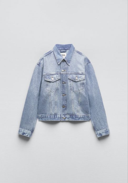 ZARA rhinestone denim дънково яке с камъни ново