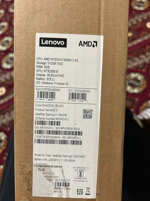 Lenovo Ideapad gaming 3  15ACH6