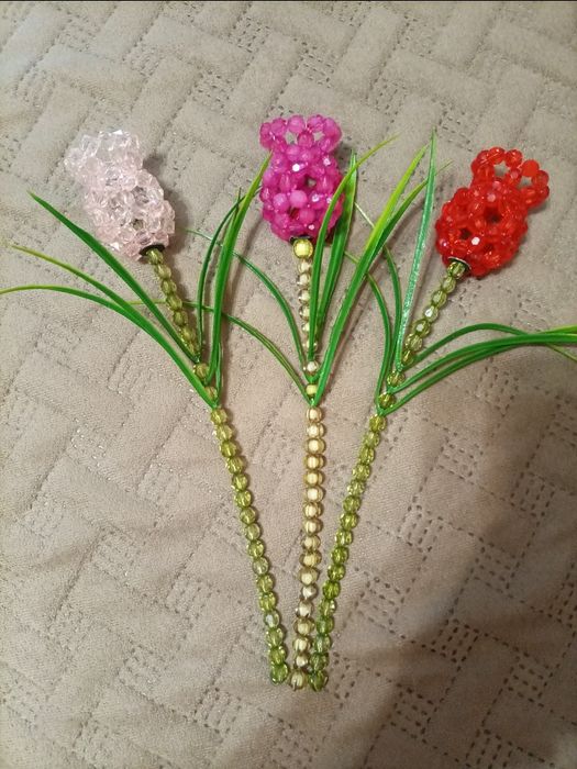 Тюльпаны из бусин, букет 3 шт.