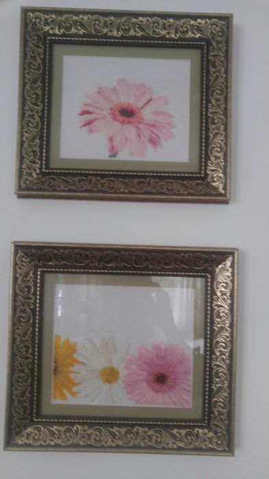 Картины- вышивка, гобелен, в красивых рамах, под стеклом, серия-4 шт.
