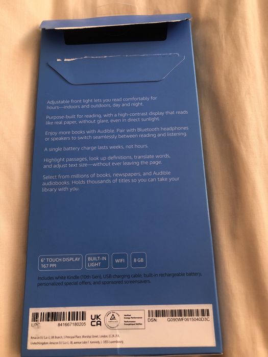 Kindle 10th generation, 6 inch дисплей