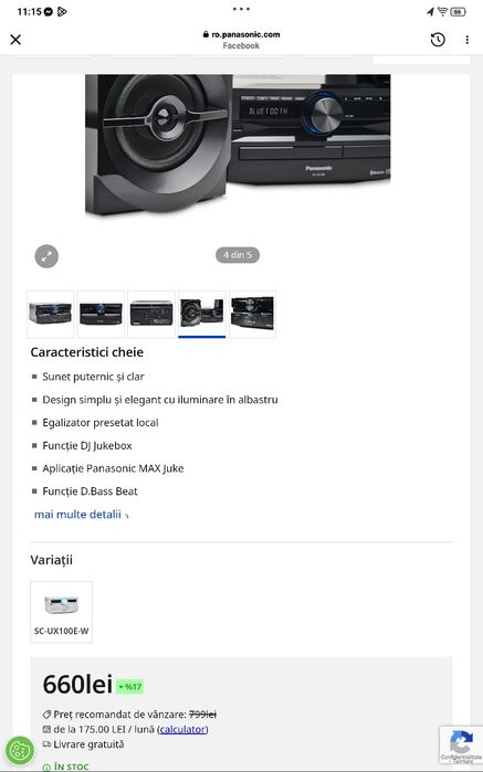 Vând sistem audio Panasonic